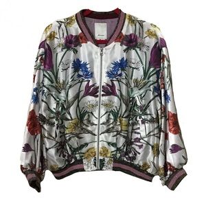 ANTHROPOLOGIE Elevenses Floral Bomber Jacket